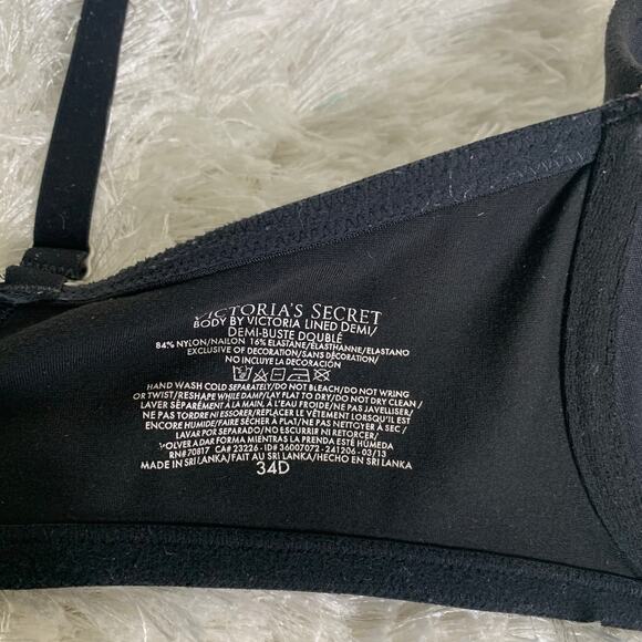 Victoria's Secret Body Black 34D Demi Bra Underwire - Picture 5 of 8
